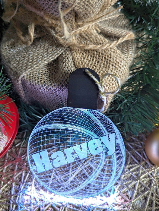 Basketball Personalised Christmas Tree Bauble 3D LED Light Up Hanging Decoration - KustomboxNight Lights & Ambient LightingKustomboxBauble Personalised