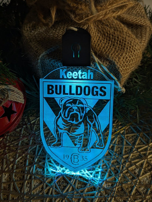 Canterbury Bulldogs Football Personalised Christmas Bauble 3D LED Light Decoration - KustomboxNight Lights & Ambient LightingKustomboxBauble - No Name