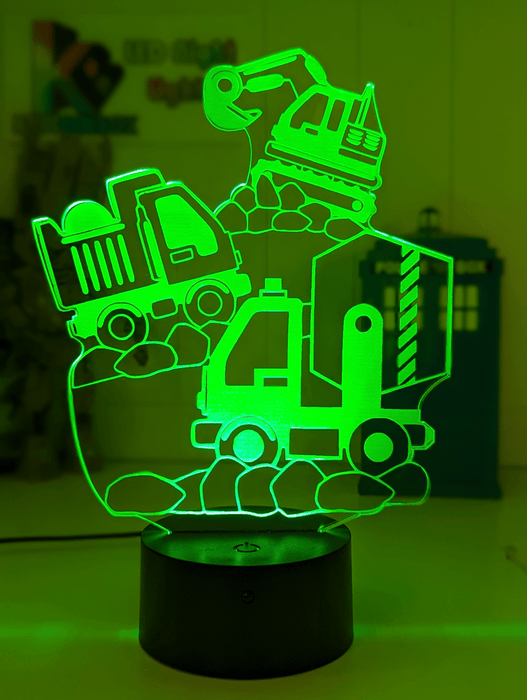 Construction Escavator & Trucks 3D LED Night Light Lamp - KustomboxNight Lights & Ambient LightingKustomboxStandard Size No Name
