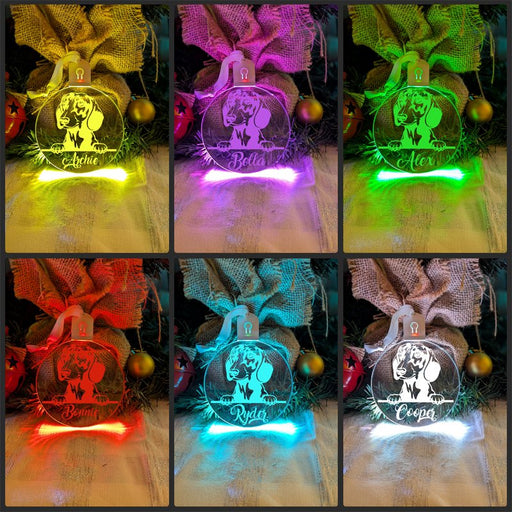 Dachshund Dog Personalised Name Christmas Light Bauble Decoration - KustomboxNight Lights & Ambient LightingKustomboxBauble - Standard Size
