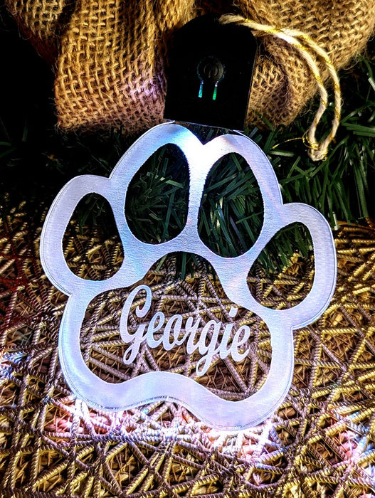 Dog Paw Print Personalised Christmas Bauble 3D LED Light Decoration - KustomboxNight Lights & Ambient LightingKustomboxBauble - No Name