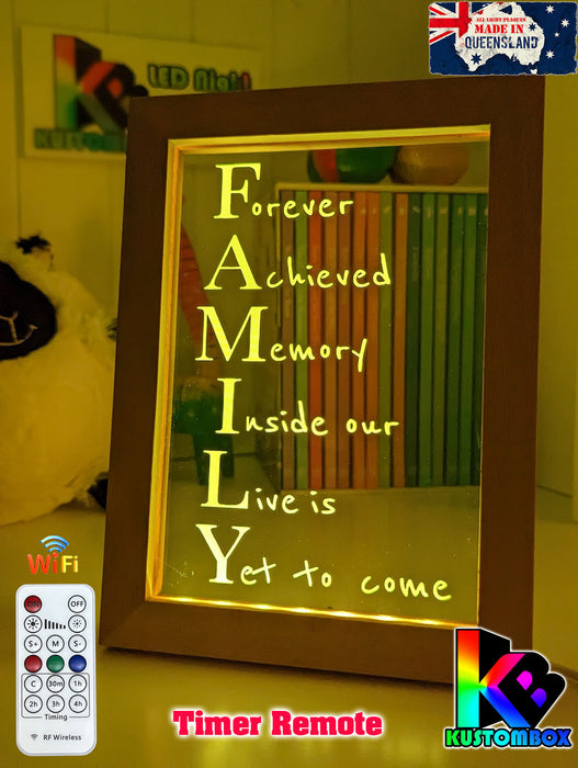 Family Forever Quote Timber Frame USB 3D LED Night Light
