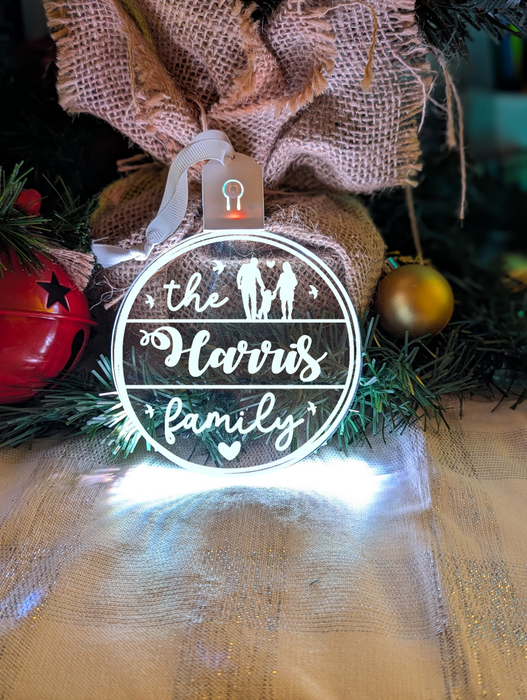 My Family Name Christmas Tree Personalised Bauble Light Decoration