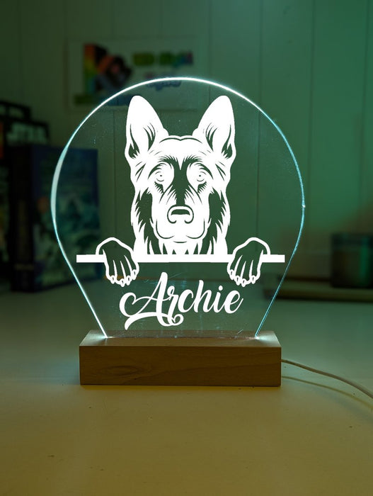 German Shepherd Pet Personalised Name 3D LED Room Light Decor - KustomboxNight Lights & Ambient LightingKustomboxStandard Size