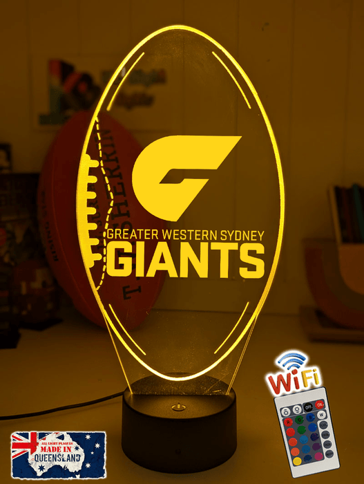 Greater Western Sydney Giants Australian Football Club 3D LED Night Light - KustomboxNight Lights & Ambient LightingKustomboxStandard Size