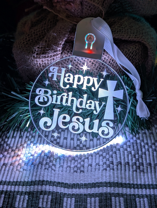 Happy Birthday Jesus Christmas Bauble 3d LED Night Light Decoration