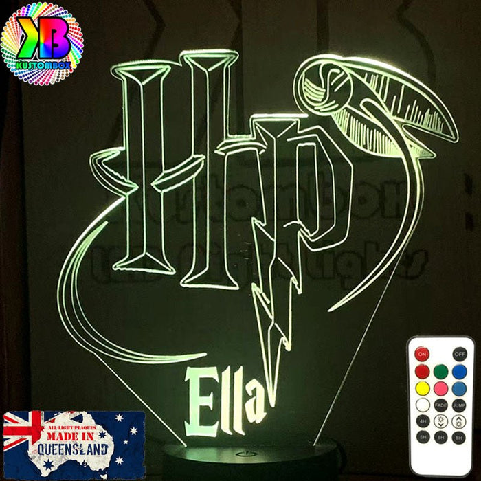 Harry Potter Logo & Golden Snitch Ball 3D LED Night Light Room Lamp - KustomboxNight Lights & Ambient LightingKustomboxStandard SizeBlack Base