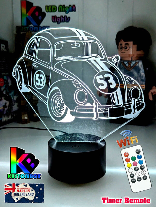 Herbie the Love Bug VW Beetle 3D LED Night Light Lamp