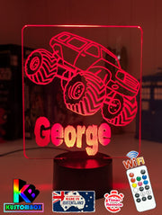 Monster Truck Personalised Name 3D LED Night Light Lamp - KustomboxNight Lights & Ambient LightingKustomboxStandard Size Name Option