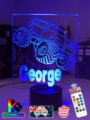 Monster Truck Personalised Name 3D LED Night Light Lamp - KustomboxNight Lights & Ambient LightingKustomboxStandard Size Name Option