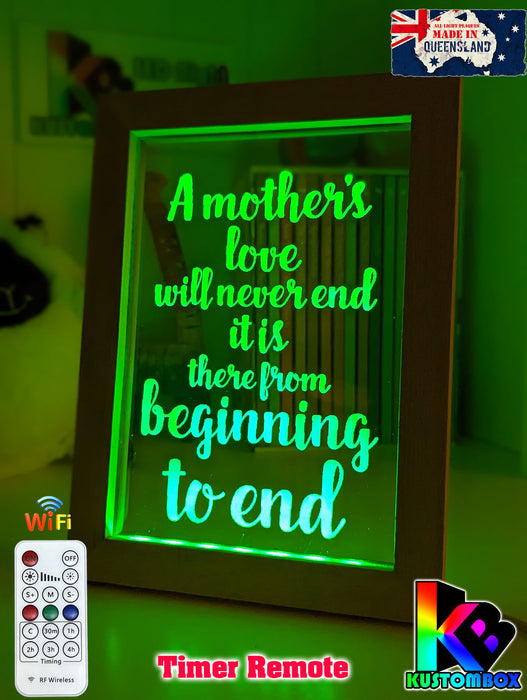 A Mothers Love Will Never End Motivational Quote 3D LED Night Light