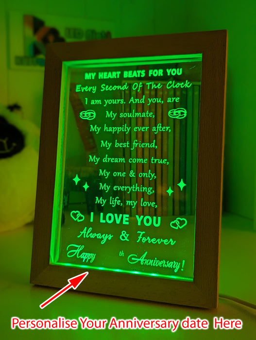 My Heart Beats Anniversary Date Quote 3D LED Night Light