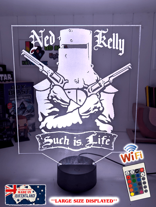 Ned Kelly Wanted Dead or Alive Such is Life 3D LED Night Light Lamp - KustomboxNight Lights & Ambient LightingKustomboxStandard Size no Name