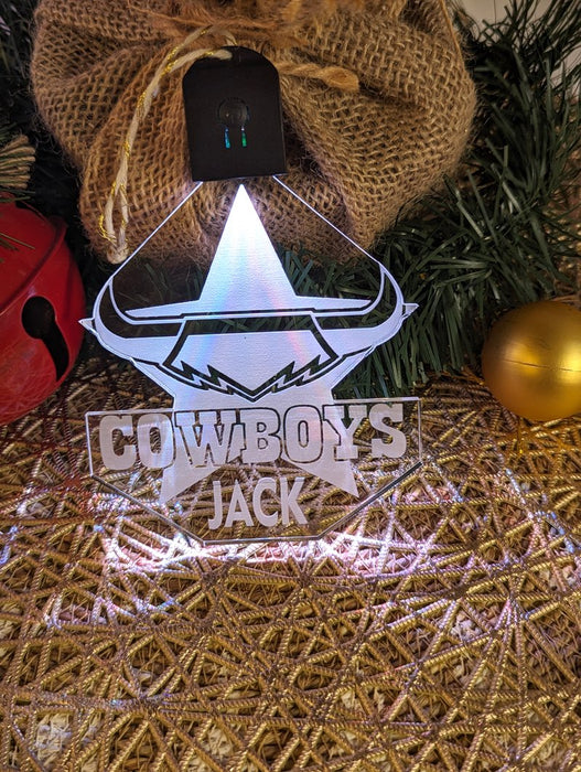 Nth QLD Cowboys Football Personalised Christmas Bauble 3D LED Light Decoration - KustomboxNight Lights & Ambient LightingKustomboxBauble - Standard