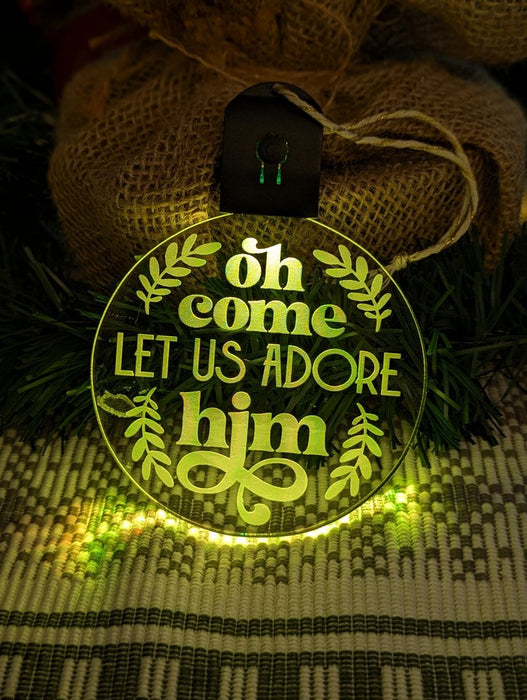 Oh Come Let Us Adore Him Bauble 3d LED Night Light Decoration - KustomboxNight Lights & Ambient LightingKustomboxBauble - Standard Size