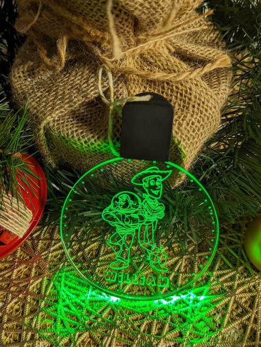 Personalised Buzz & Woody Christmas Tree Bauble 3D LED Light Decoration - KustomboxNight Lights & Ambient LightingKustomboxS1 Spiderman Standard