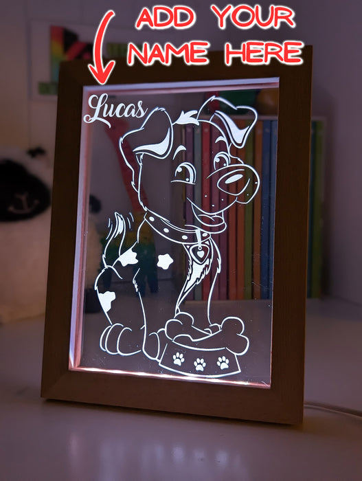 Puppy Dog Personalised Name 3D LED Night Light Childrens Lamp
