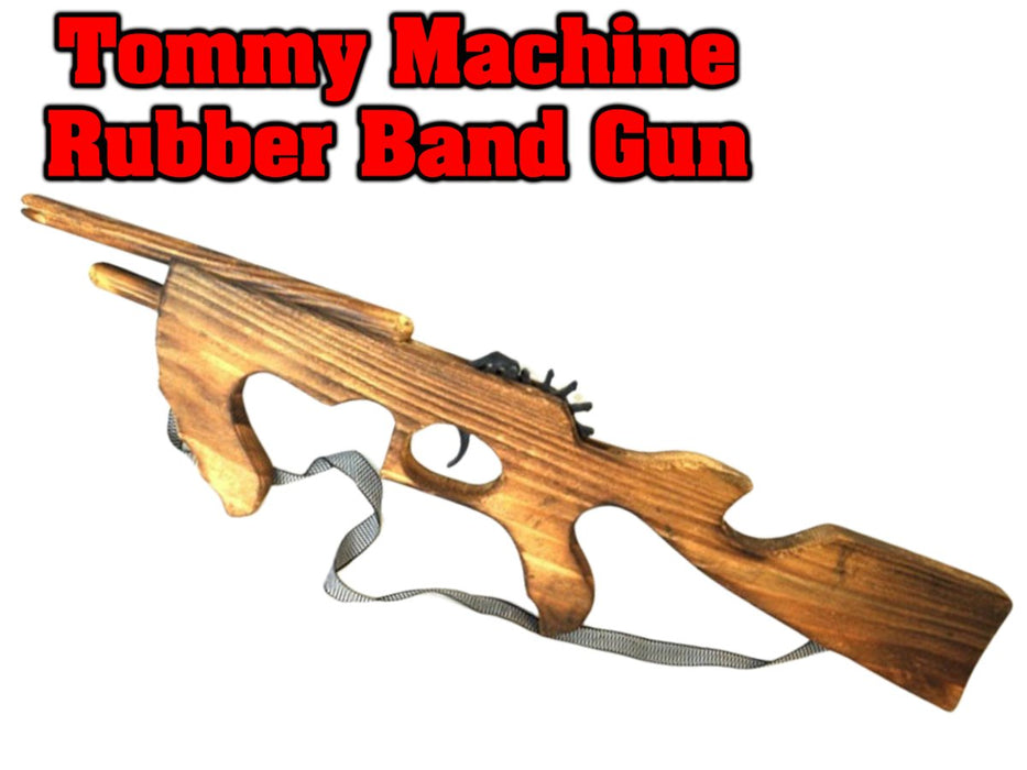 Rubber Band Tommy Machine Gun Timber Gun Launcher Wooden Toy BRAND NEW - KustomboxToys & GamesKustombox1x Tommy Gun