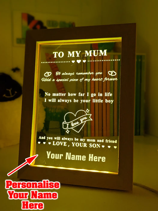 My Mum I Love You Motivational Quote Night Light Room Lamp