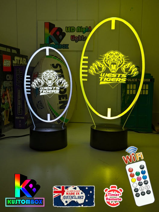 West Tigers Rugby League Club 3D LED Night Light - KustomboxNight Lights & Ambient LightingKustomboxStandard Size
