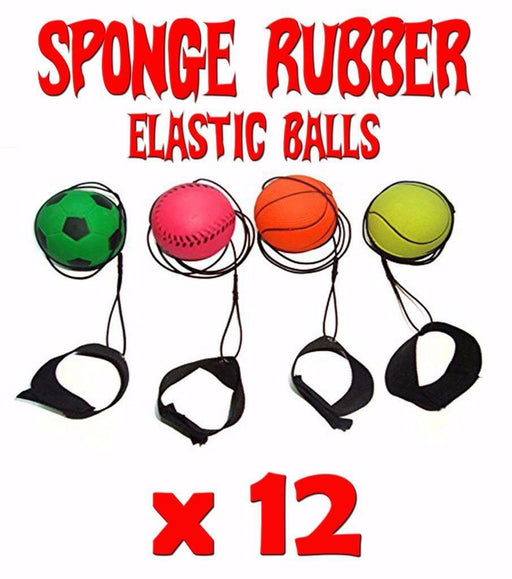 12 x SPONGE RUBBER HIGH BOUNCE RETURN BALL Wrist Strap Elastic String HOT - KustomboxToys & GamesKustomboxset of 12