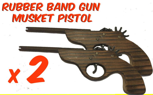 2 x Rubber Band Timber Musket Pistol Gun Launcher Wooden Toy BRAND NEW - KustomboxToys & GamesKustomboxRifle