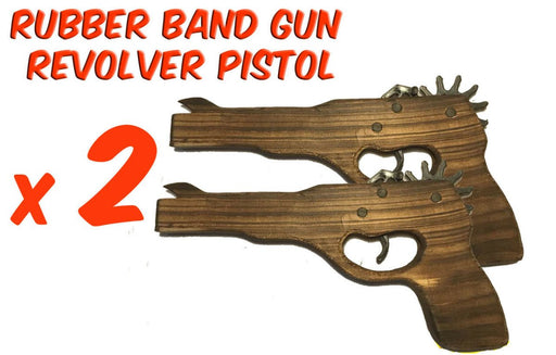 2 x Rubber Band Timber Revolver Pistol Gun Launcher Wooden Toy BRAND NEW - KustomboxToys & GamesKustomboxRifle
