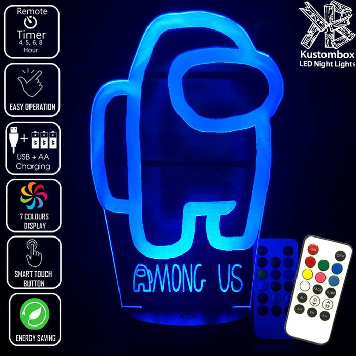 AMONG US CREWMATES IMPOSTER LED Night Light 7 Colours + Remote Control - Kustombox Night Lights & Ambient Lighting