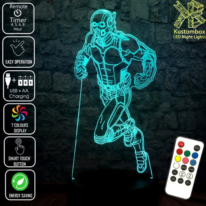 Antman Avengers Super Hero LED Night Light 7 Colours + Remote Control - Kustombox