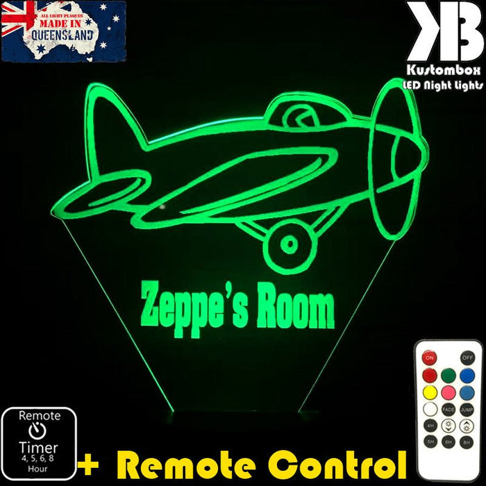 Areoplane Personalised Night Light 3D LED Night Light 7 Colours + Remote Control - Kustombox