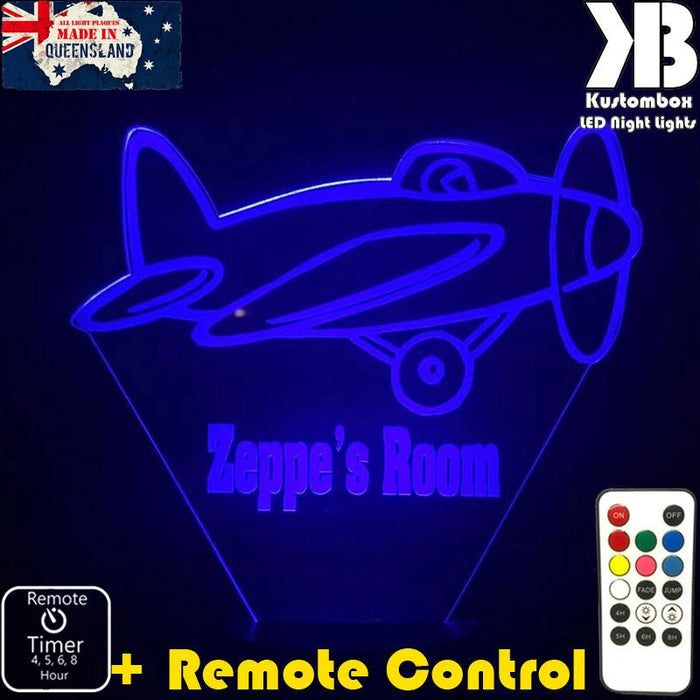 Areoplane Personalised Night Light 3D LED Night Light 7 Colours + Remote Control - Kustombox