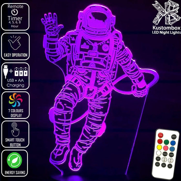 Astronaut Space Man LED Night Light 7 Colours + Remote Control - Kustombox