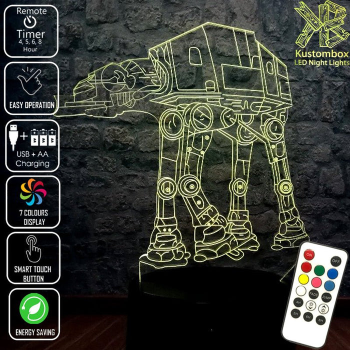 AT-AT Walker Star Wars - LED Night Light 7 Colours + Remote Control - Kustombox