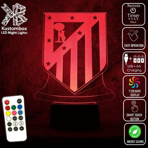 ATLETICO MADRID Football Club LED Night Light 7 Colours + Remote Control - Kustombox