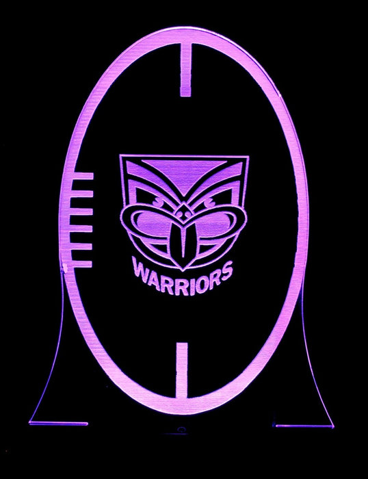 Auckland Warriors Rugby League Club 3D LED Night Light 7 Colours + Remote Control - Kustombox
