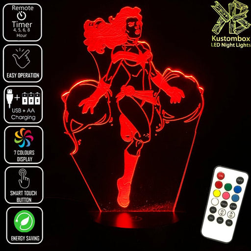 Avengers Captain Marvel - LED Night Light 7 Colours + Remote Control - Kustombox