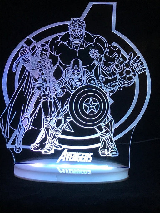 Avengers Team Personalised Name Light 3D LED Night Light 7 Colours + Remote Control - Kustombox