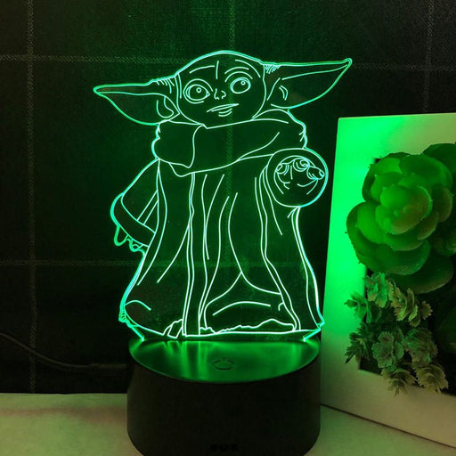 Baby Yoda Groku Star Wars - 3D LED Night Light 7 Colours + Remote Control - Kustombox