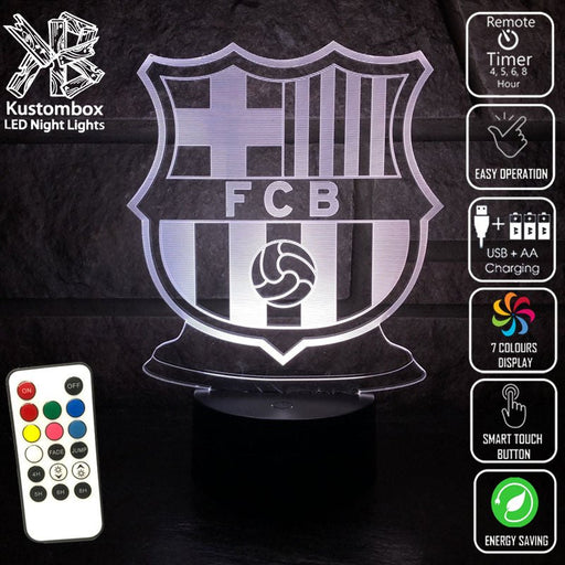 BARCELONA Football Club LED Night Light 7 Colours + Remote Control - Kustombox