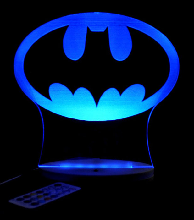 Batman Gotham Sky Light Logo Personalised Name Light 3D LED Night Light 7 Colours + Remote Control - Kustombox