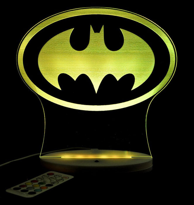 Batman Logo Gotham Sky Light Personalised Name Light 3D LED Night Light 7 Colours + Remote Control - Kustombox
