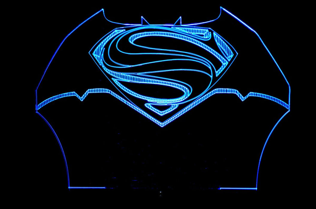 Batman VS Superman Personalised Name Light 3D LED Night Light 7 Colours + Remote Control - Kustombox
