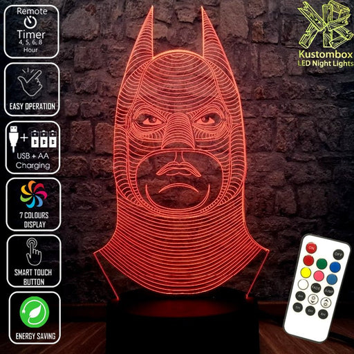 Batman Wire Mask Face- LED Night Light 7 Colours + Remote Control - Kustombox