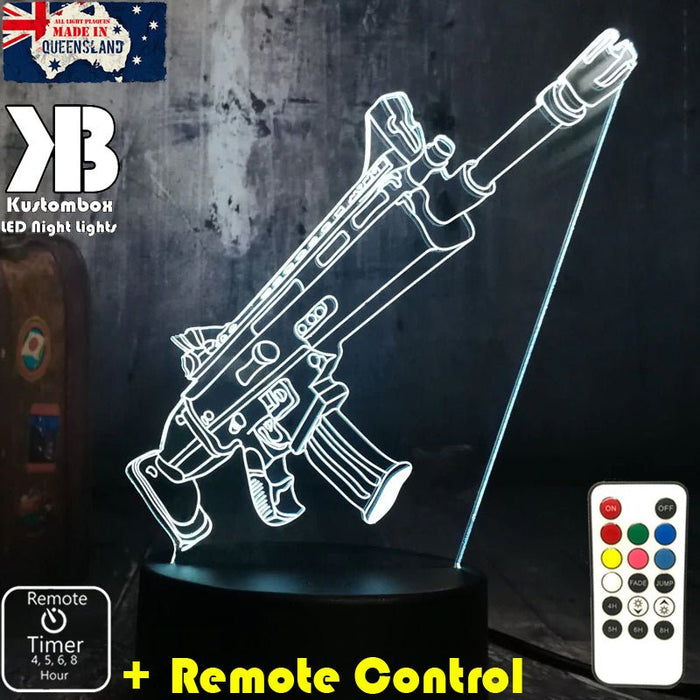 Battle Royal Machine Gun - LED Night Light 7 Colours + Remote Control - Kustombox
