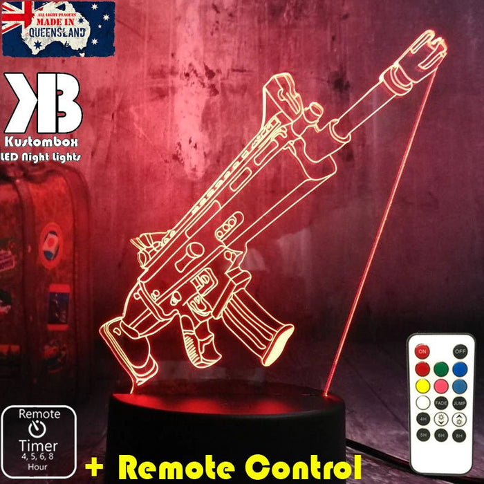 Battle Royal Machine Gun - LED Night Light 7 Colours + Remote Control - Kustombox