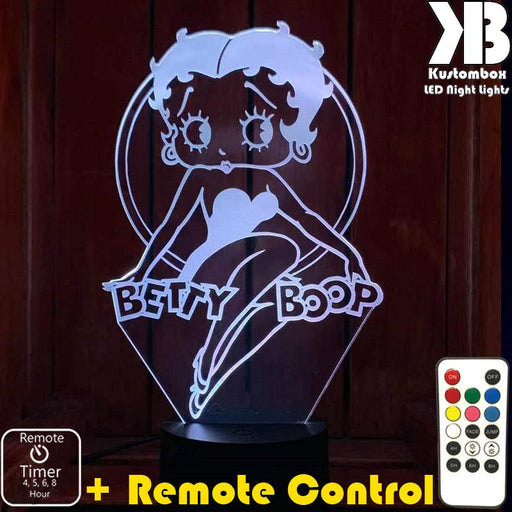 Betty boop Cartoon Character - LED Night Light 7 Colours + Remote Control - Kustombox
