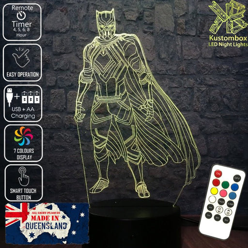Black Panther Statue Avengers - LED Night Light 7 Colours + Remote Control - Kustombox