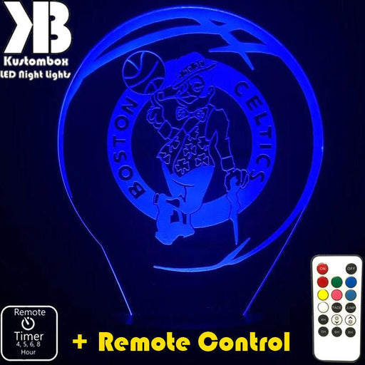 BOSTON CELTICS NBA BASKETBALL LED Night Light 7 Colours + Remote Control - Kustombox