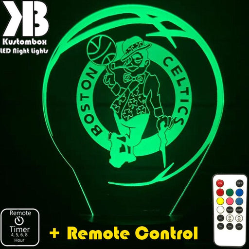 BOSTON CELTICS NBA BASKETBALL LED Night Light 7 Colours + Remote Control - Kustombox