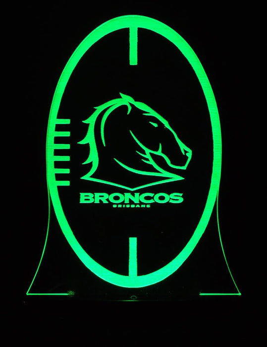 Brisbane Broncos Rugby League Club 3D LED Night Light 7 Colours + Remote Control - Kustombox